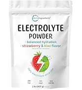 Micro Ingredients Hydration Electrolyte Powder, 2 lbs (106 Servings) | Natural Strawberry Kiwi Fl...