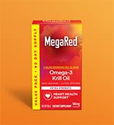 MegaRed Antarctic Krill Oil 500mg Omega 3 Fatty Acid Supplement, Extra Strength EPA & DHA Krill O...