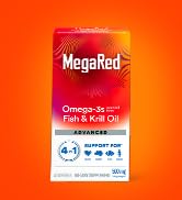 MegaRed 4in1 Omega 3 Fish &amp; Krill Oil Heart Health Supplement for Total Body Health