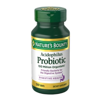 Nature's Bounty Lactobacillus Acidophilus Probiotic Supplement - Daily Probiotic for Women/Men Digestive Health, 100 Million Organisms, Vegetarian, 1 Serving per Day, 120 Tablets