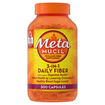 Metamucil, Psyllium Husk Capsules, 300 Capsules, 3-in-1 Fiber Supplement, Daily Psyllium Husk Fiber Capsules Help Support Digestive Health by Promoting Regularity*, Help Supplement Daily Fiber Intake