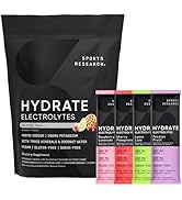 Sports Research Hydrate Electrolytes Powder Packets - Sugar-Free & Naturally Flavored with Vitami...