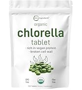 Organic Chlorella Tablets, 500mg Per Tablet, 720 Tabs (360 Grams), 4 Months Supply, Broken Cell W...