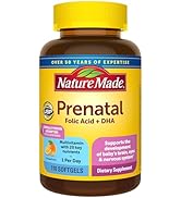 Nature Made Prenatal with Folic Acid + DHA, Prenatal Vitamin and Mineral Supplement for Daily Nut...